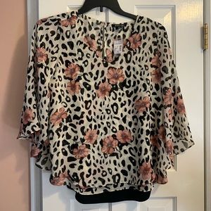 NWT! Dressbarn Leopard & Floral Blouse